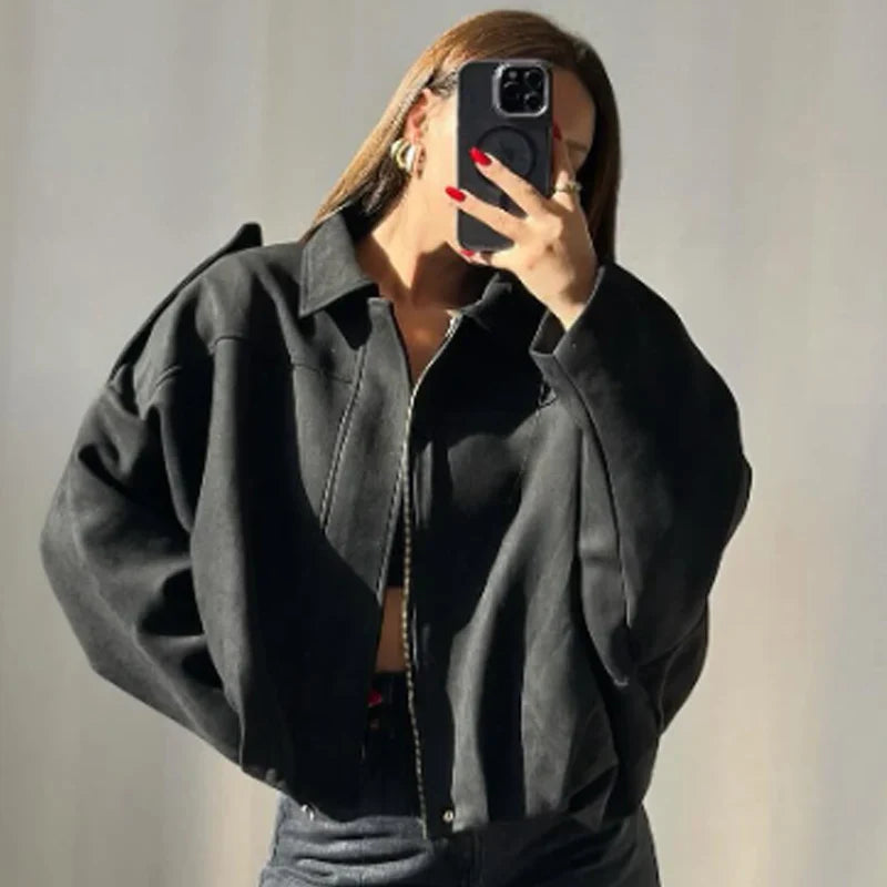 Women’s Outerwear Jacket Long Sleeve Straight Hem