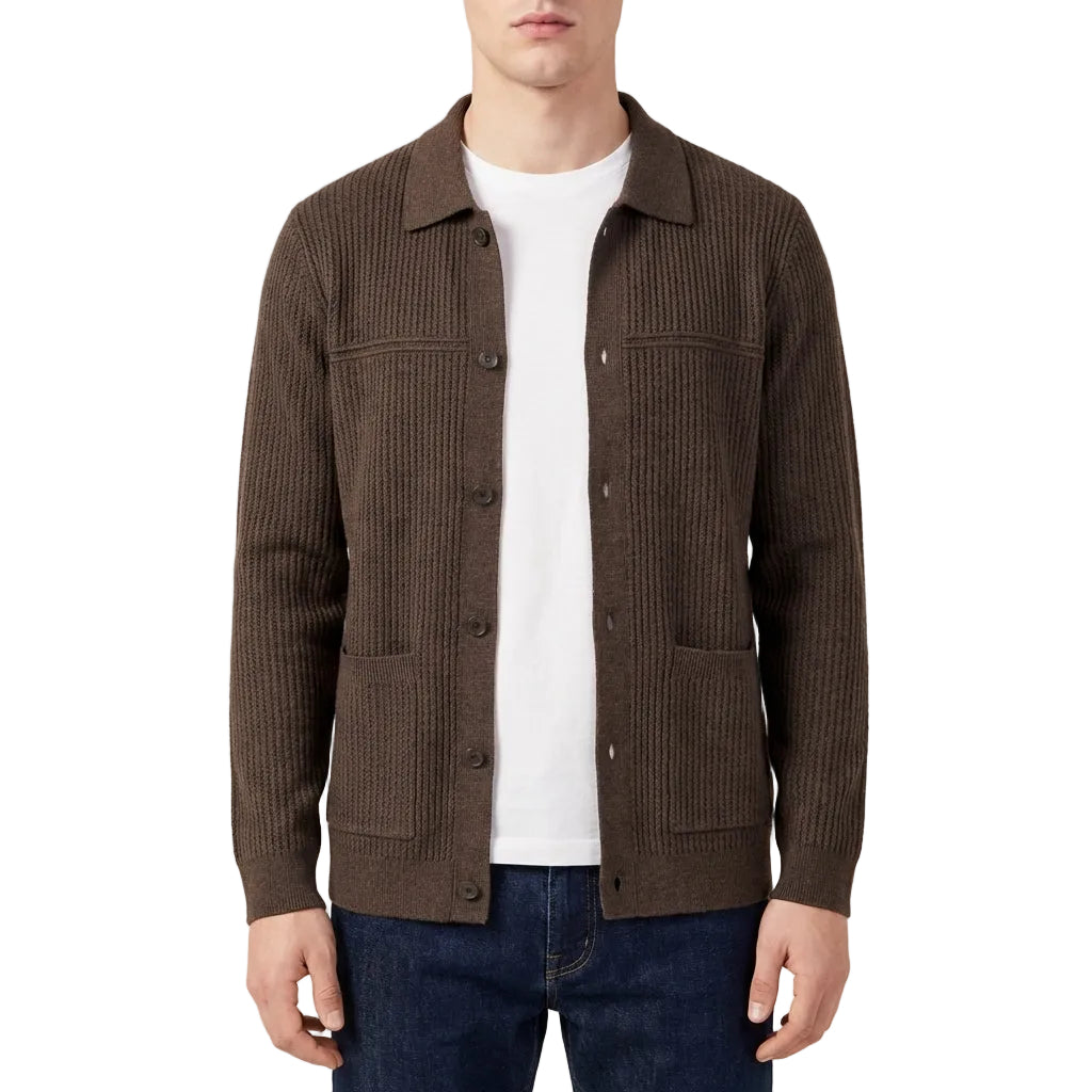 Men’s Cardigan Dual Front Pockets featuring Straight Horizontal Chest Seams