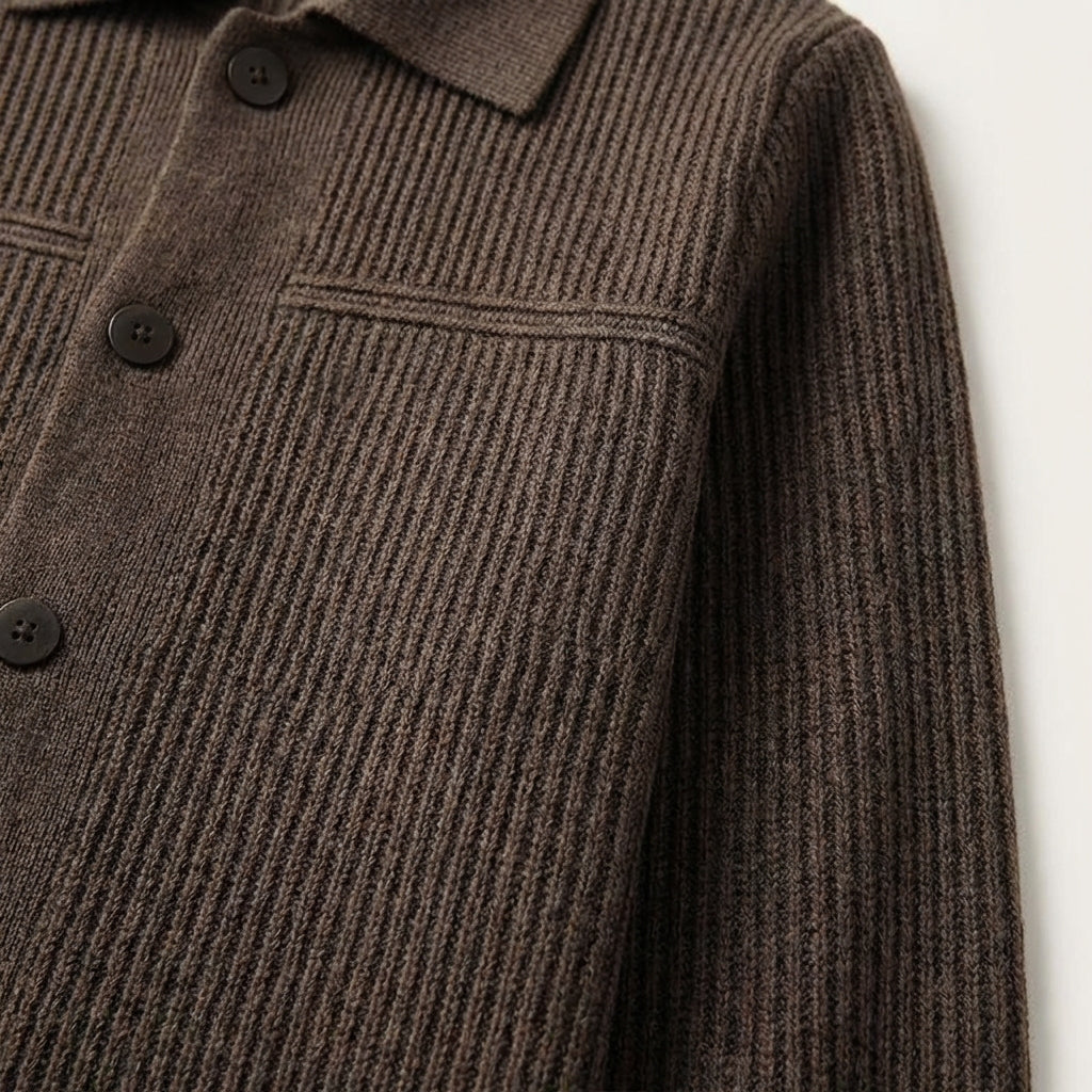 Men’s Cardigan Dual Front Pockets featuring Straight Horizontal Chest Seams