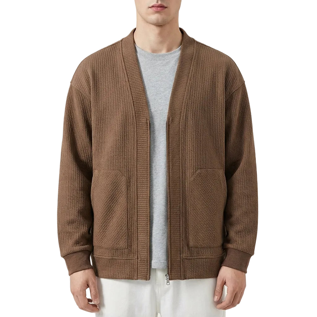Men’s Cardigan Long Sleeves with Angled Patch Pockets