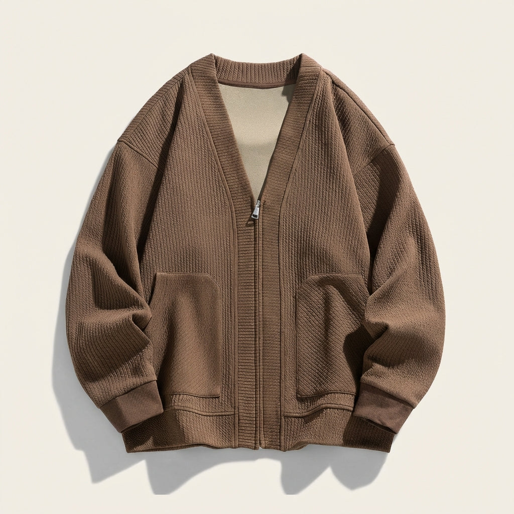 Men’s Cardigan Long Sleeves with Angled Patch Pockets
