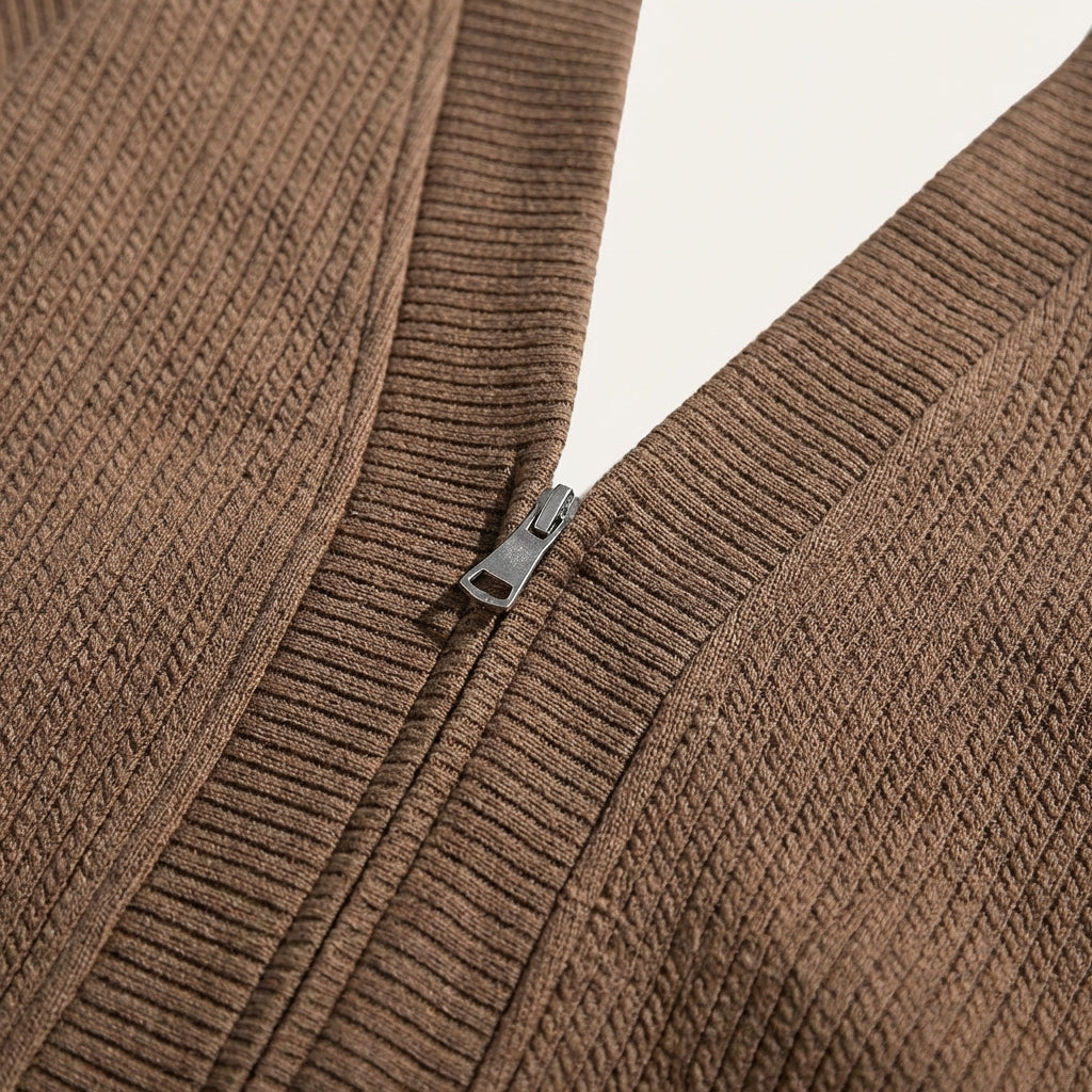 Men’s Cardigan Long Sleeves with Angled Patch Pockets