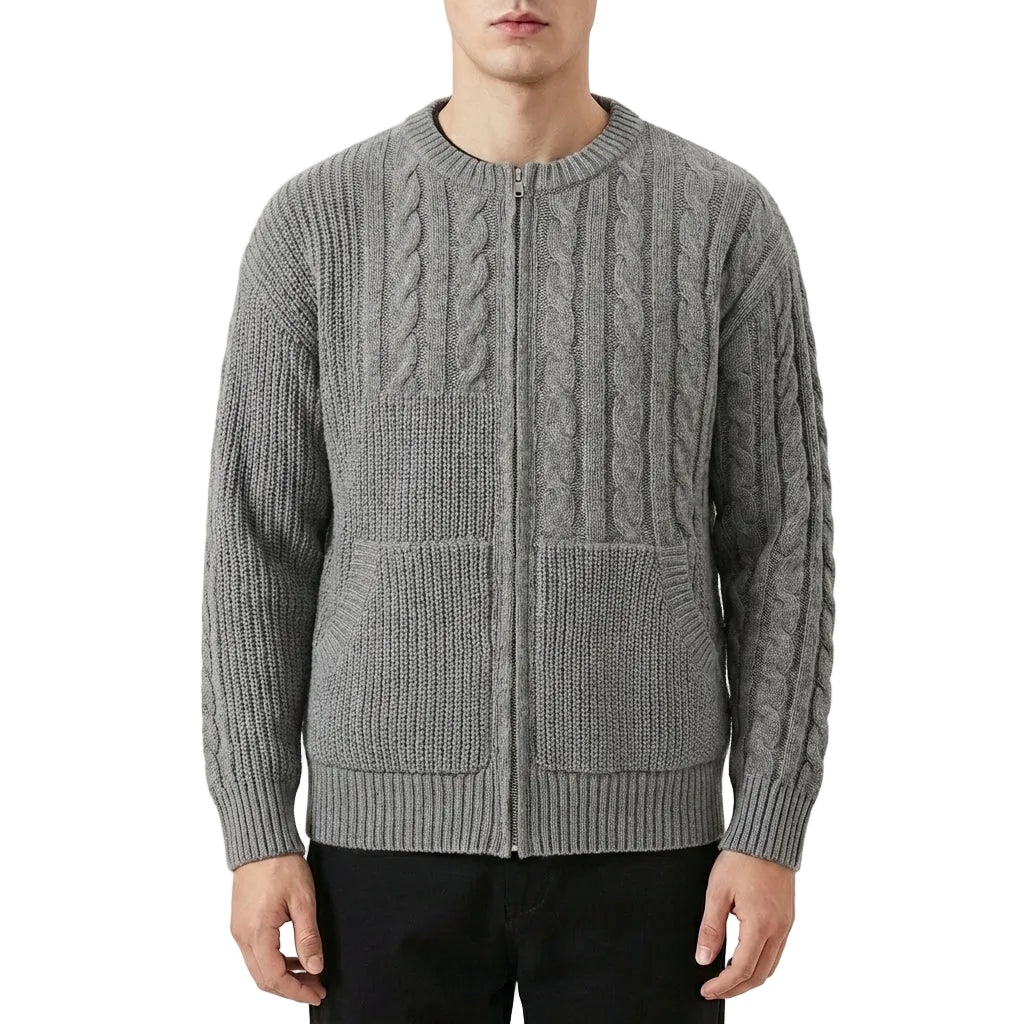 Men’s Cardigan Round Neckline and Full Zipper Closure