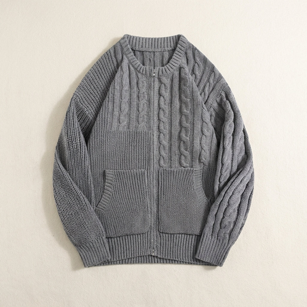 Men’s Cardigan Round Neckline and Full Zipper Closure