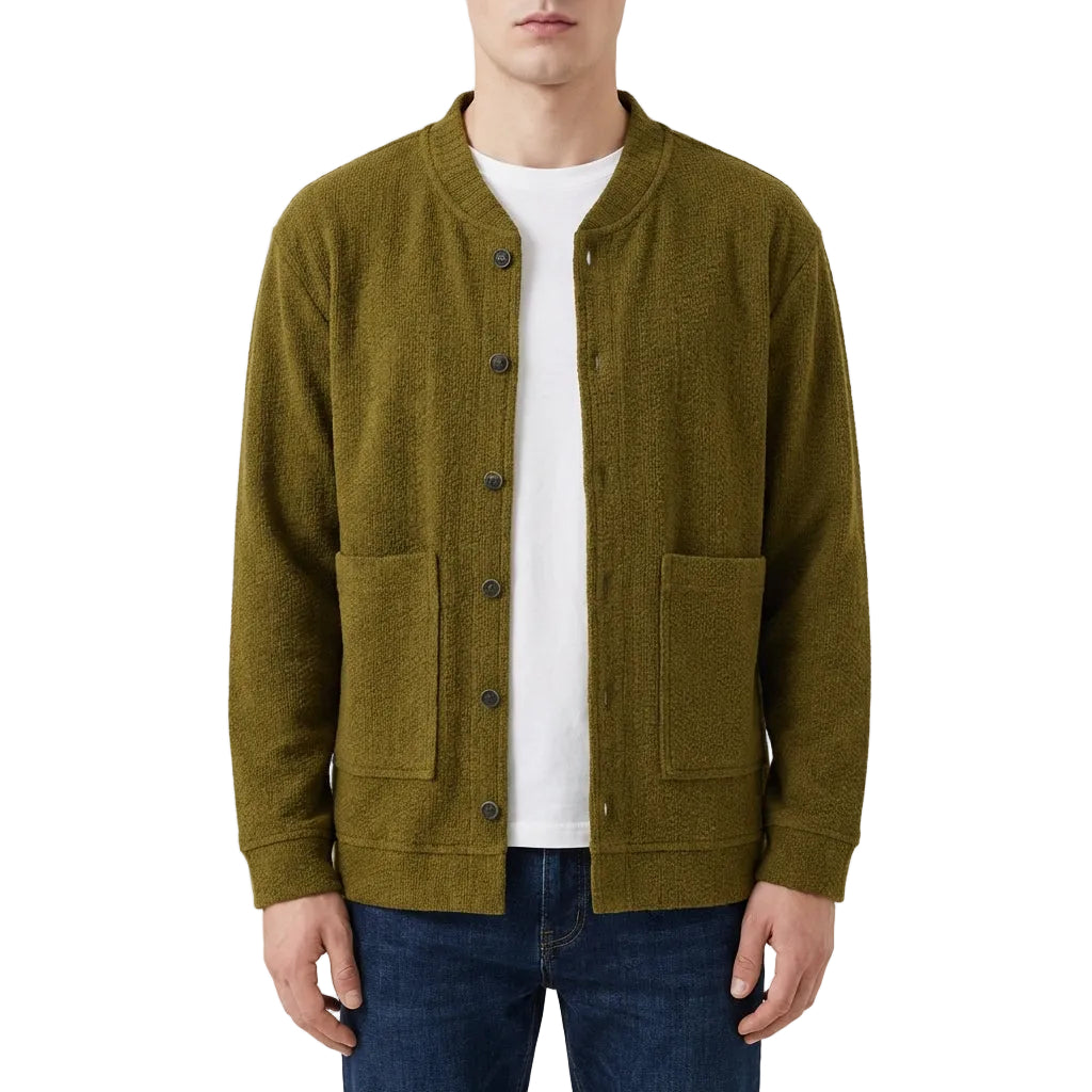 Men’s Cardigan Round Neckline and Single-Breasted Snap Closure
