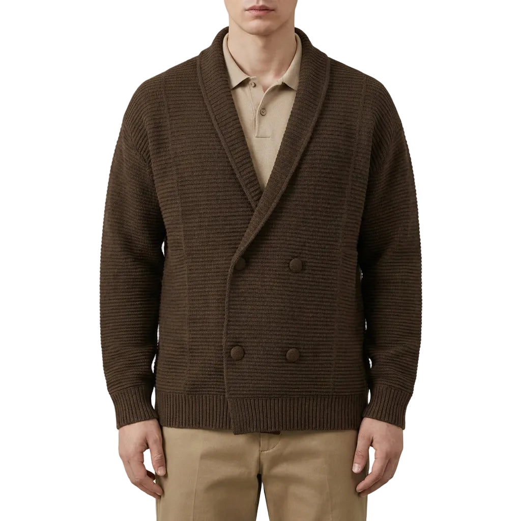 Men’s Cardigan Shawl Collar and Double-Breasted Button Closure
