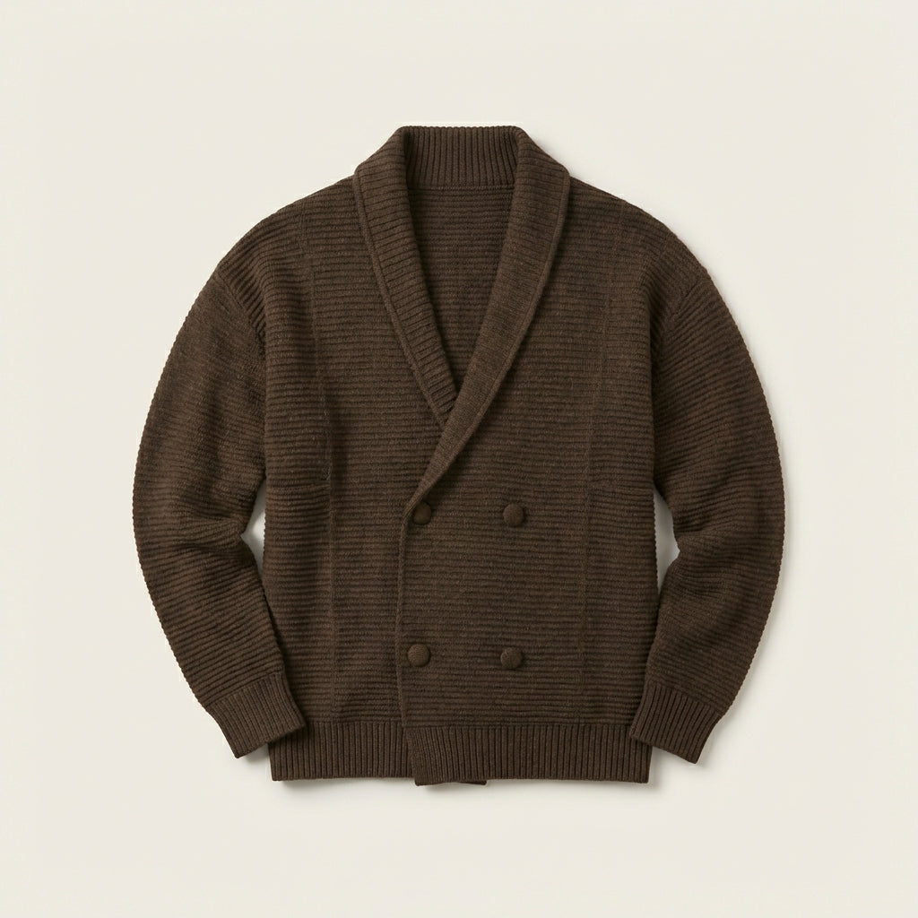 Men’s Cardigan Shawl Collar and Double-Breasted Button Closure