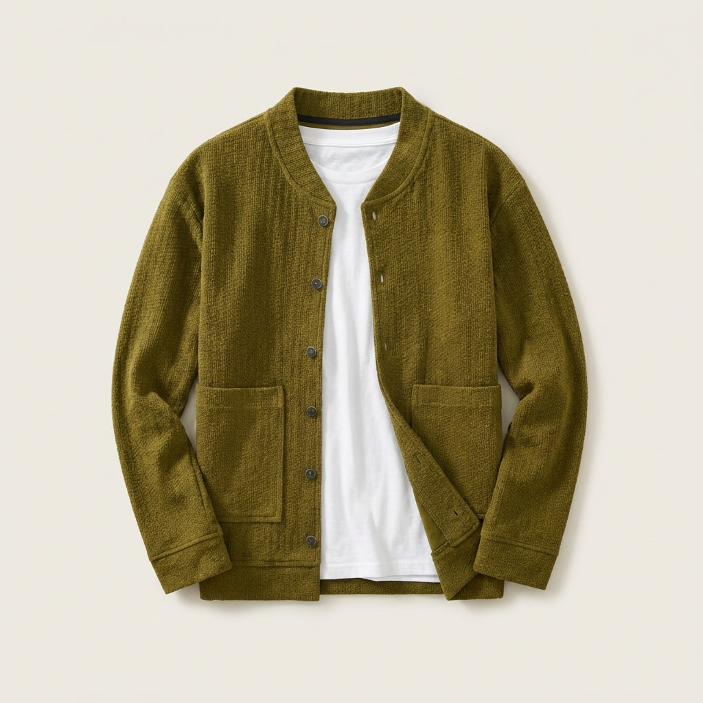 Men’s Cardigan Shawl Collar and Dual Front Patch Pockets