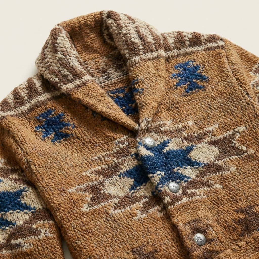 Men’s Cardigan Shawl Collar and Self-Tie Fabric Waist Belt