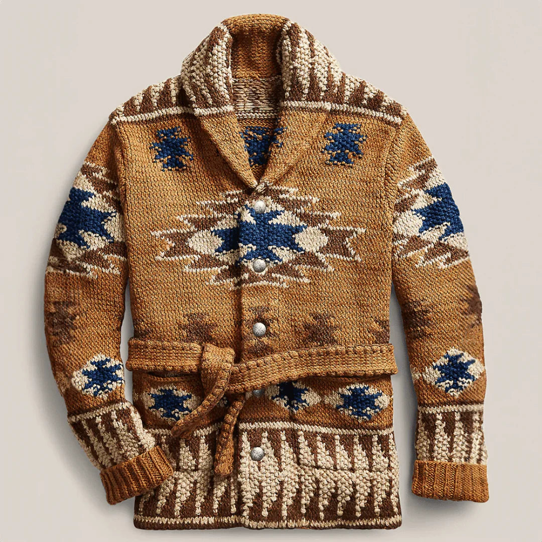 Leo Shawl Collar Cardigan | Button Front Belted Hip-Length Cardigan 2