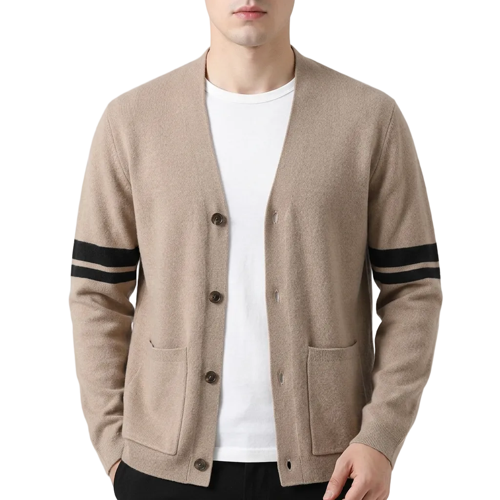 Men’s Cardigan V-Neckline and Single-Breasted Button Closure