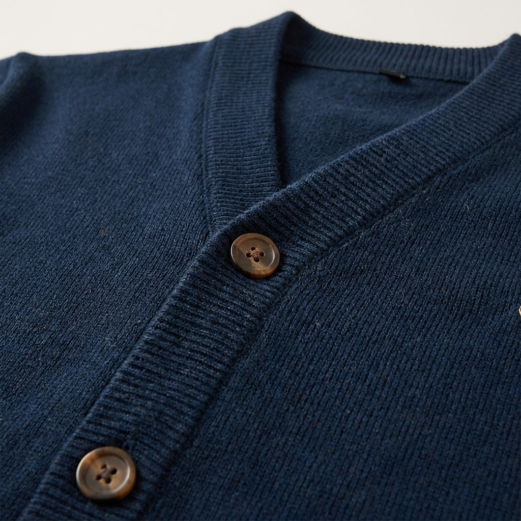 Men’s Cardigan V-Neckline and Single-Breasted Button Placket