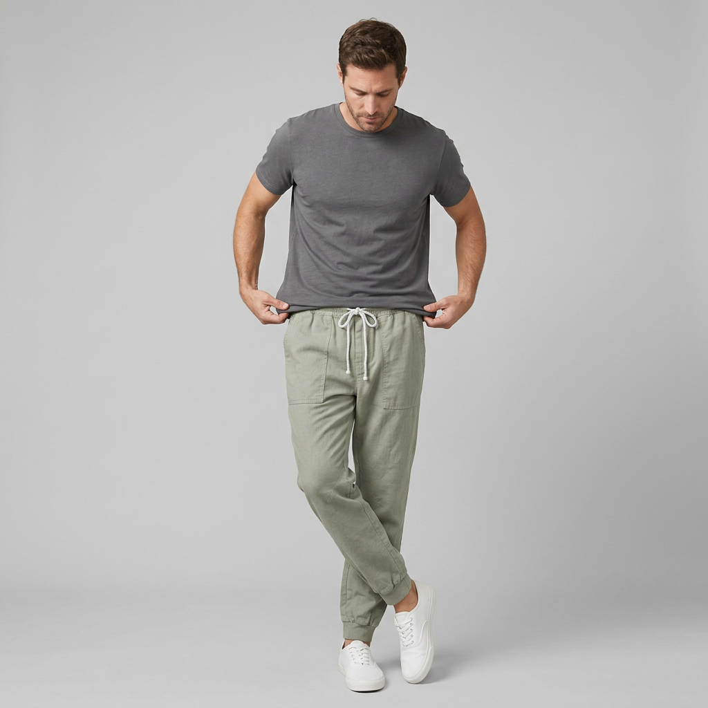 Men's Drawstring Cargo Joggers with Elastic Cuffs