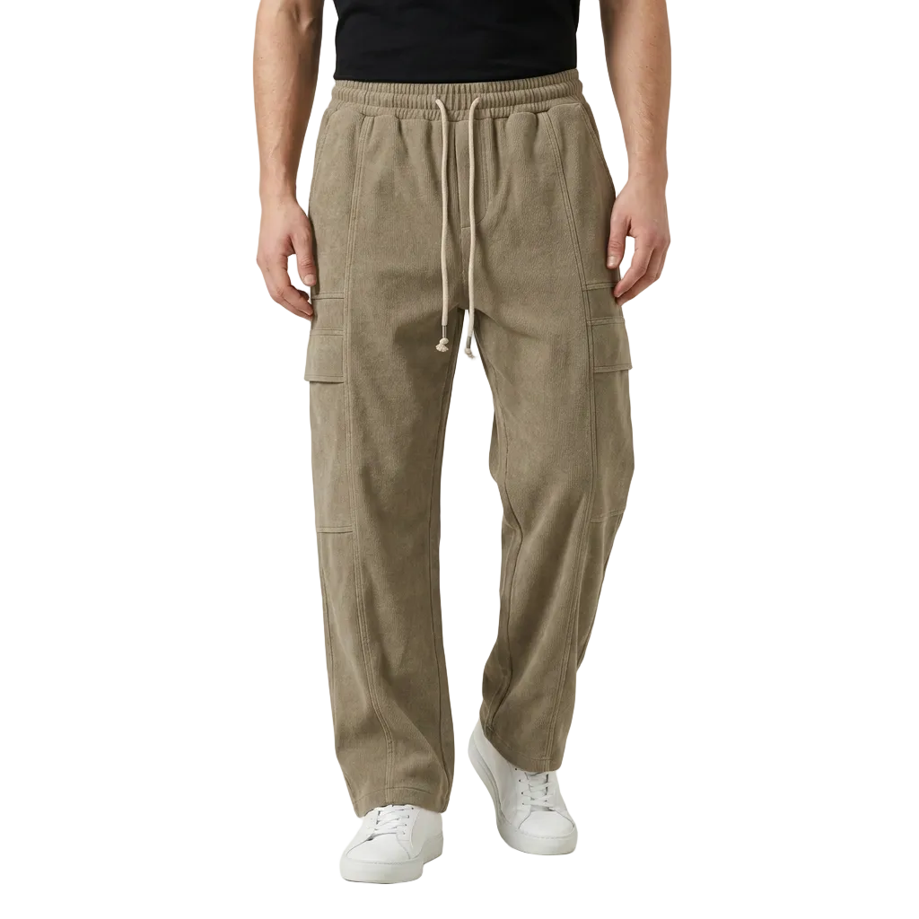 Men’s Drawstring Trousers with Side Panel Detail