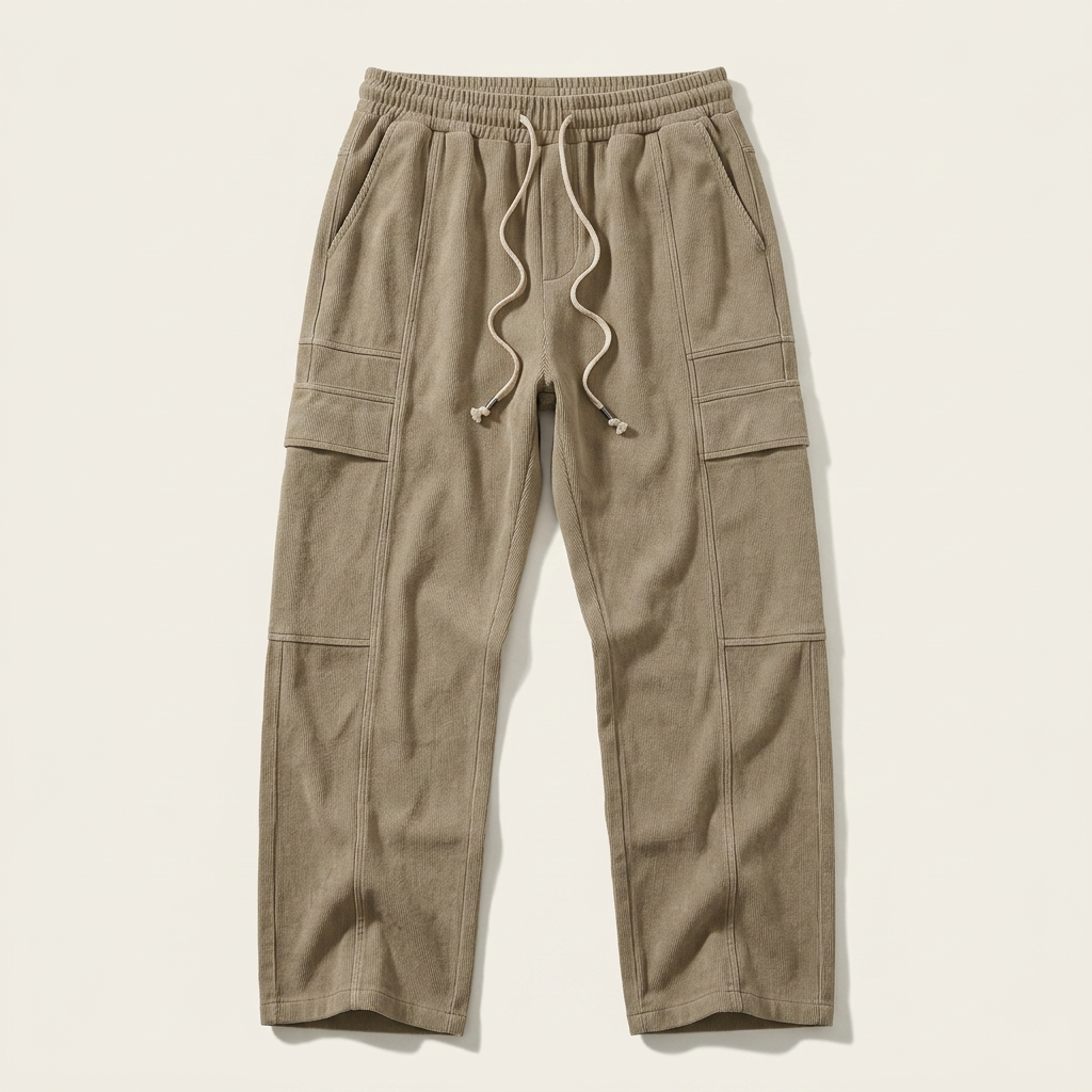 Men’s Drawstring Trousers with Side Panel Detail