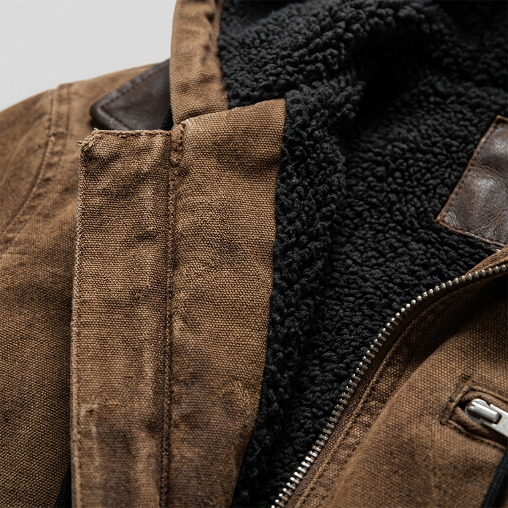 Men's Hooded Jacket with Turn-Down Collar