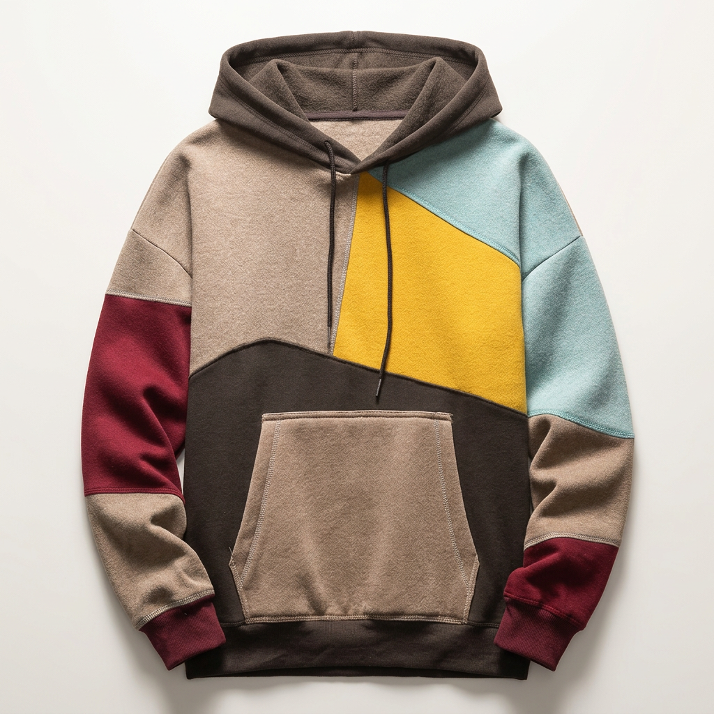 Men’s Hoodie Asymmetric Color Block Multi Panel Layout