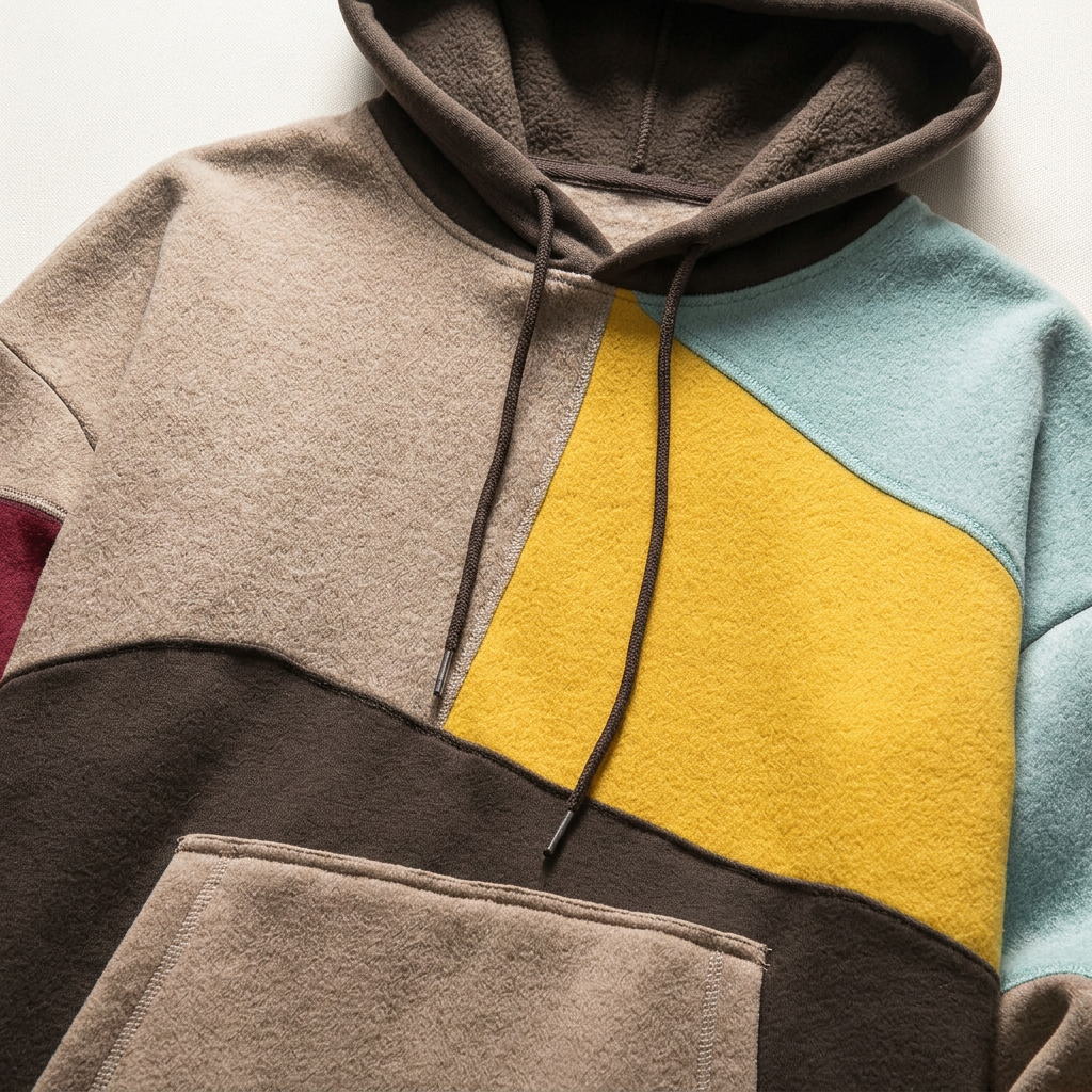 Men’s Hoodie Asymmetric Color Block Multi Panel Layout