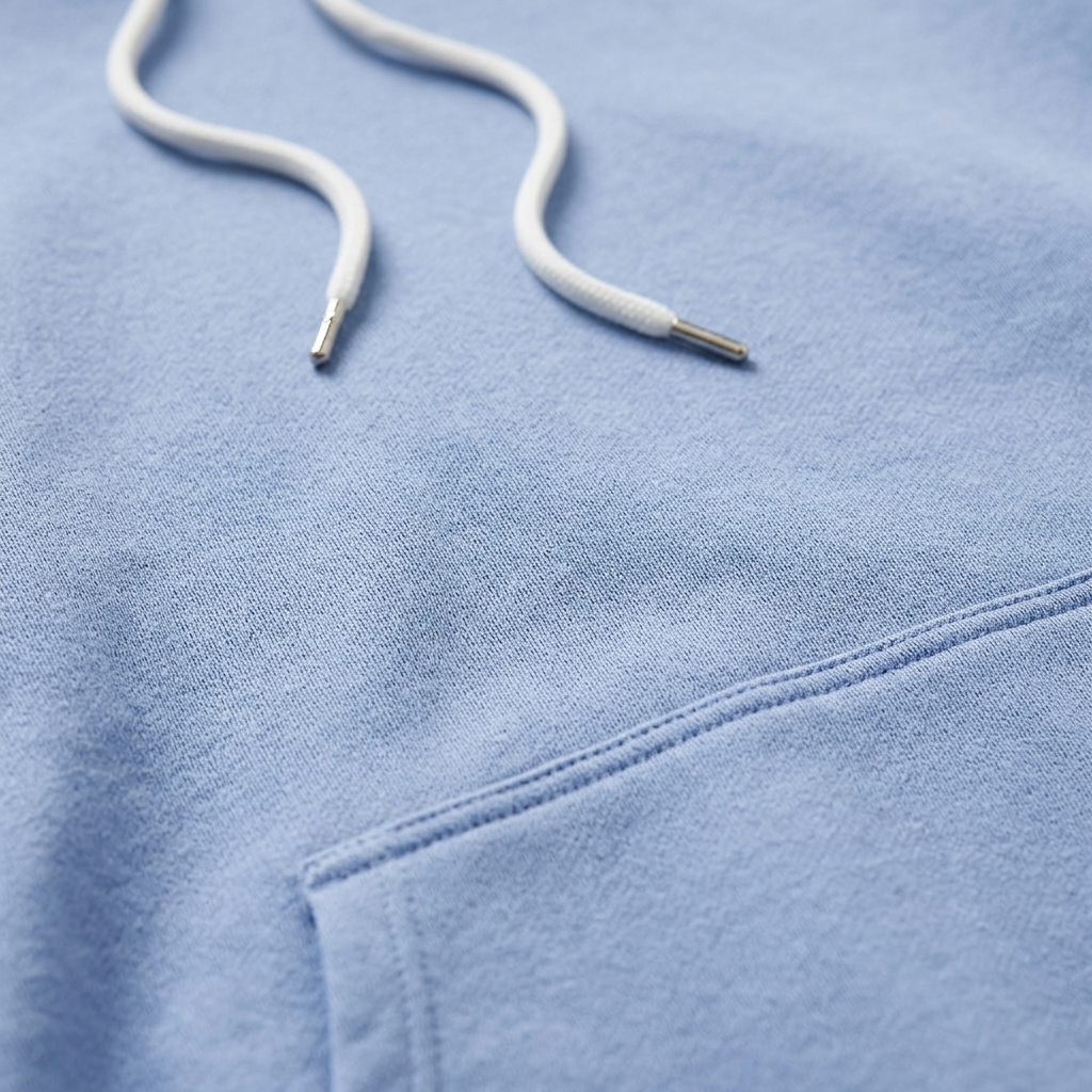 Herrenhoodie mit angenähter Kapuze mit Kordelzug und Kängurutasche vorne