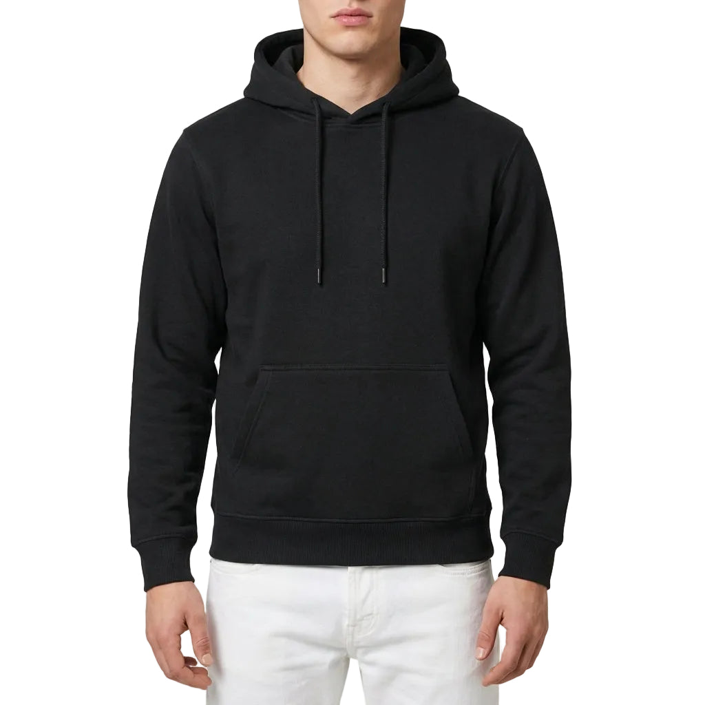 Men’s Hoodie Crossover Neckline and Kangaroo Front Pocket
