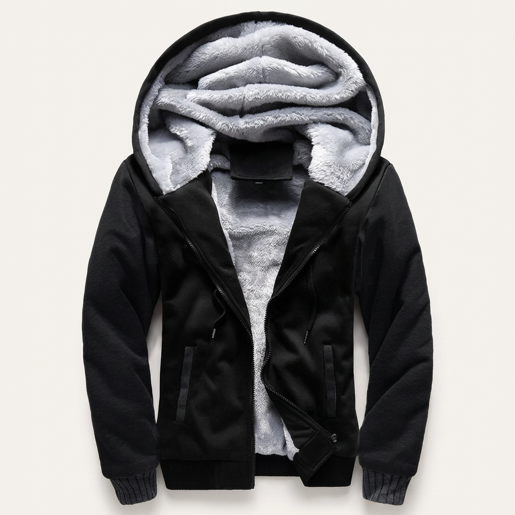 Men’s Hoodie Front Zipper Closure Slanted Welt Pockets