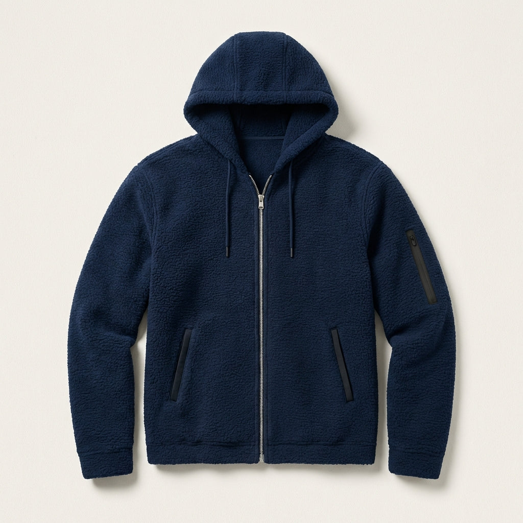 Men’s Hoodie Full Zipper Closure and Utility Sleeve Pocket