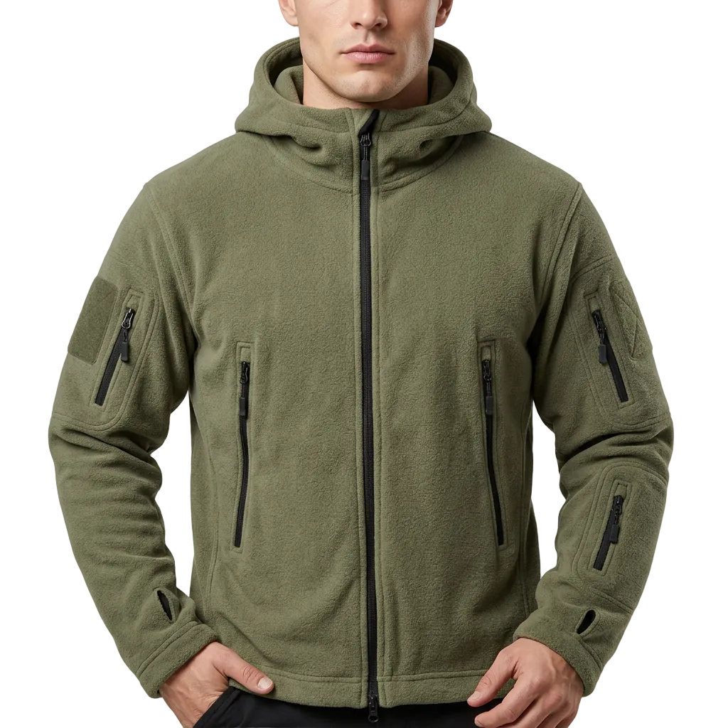 Men’s Hoodie Full Zipper Front Multi Pocket Arrangement