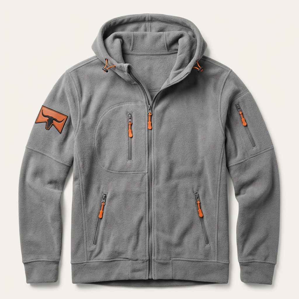 Men’s Hoodie Full Zipper Front Multi Pocket Layout