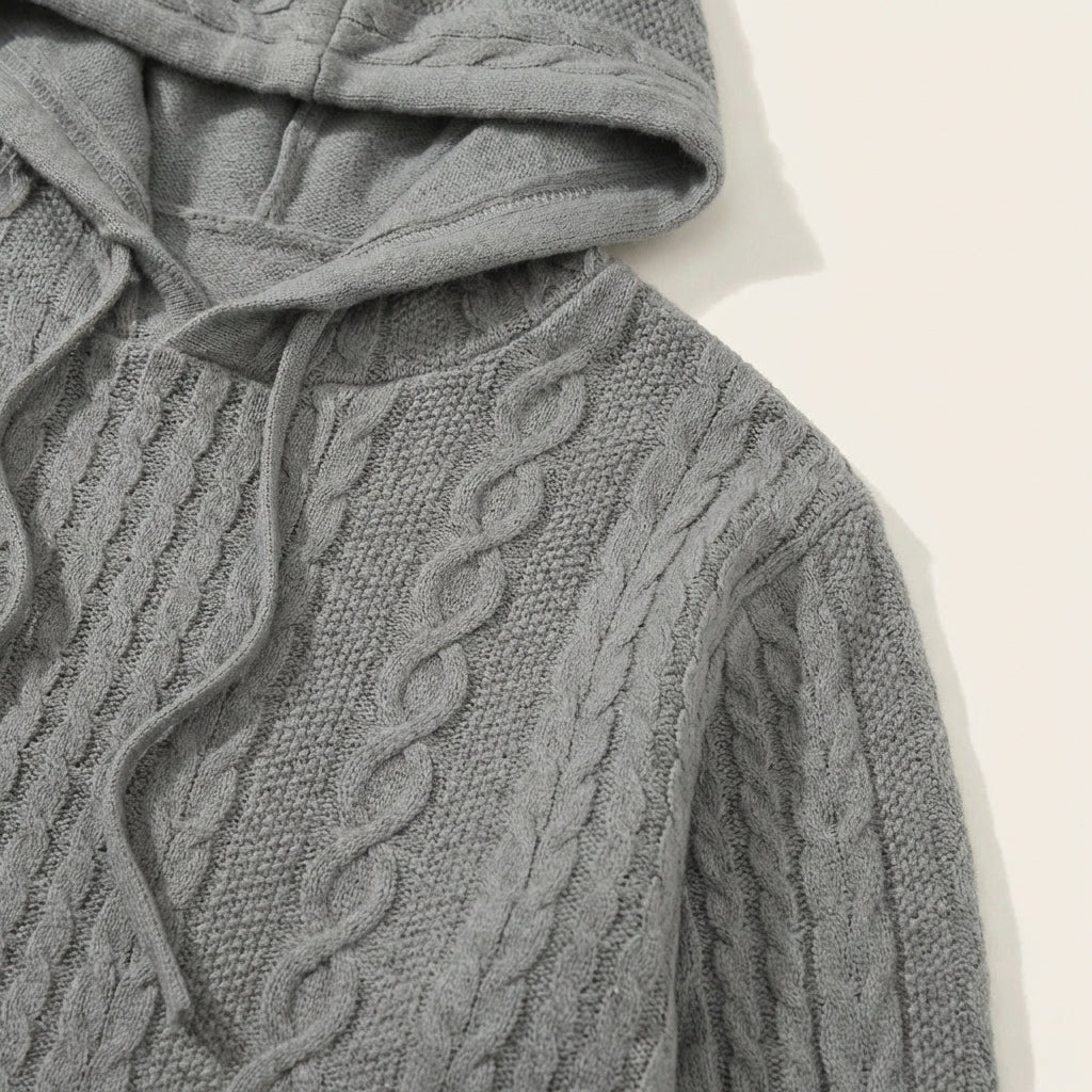 Men’s Hoodie Heavy Gauge Pullover Style with Flat Knit Cuffs