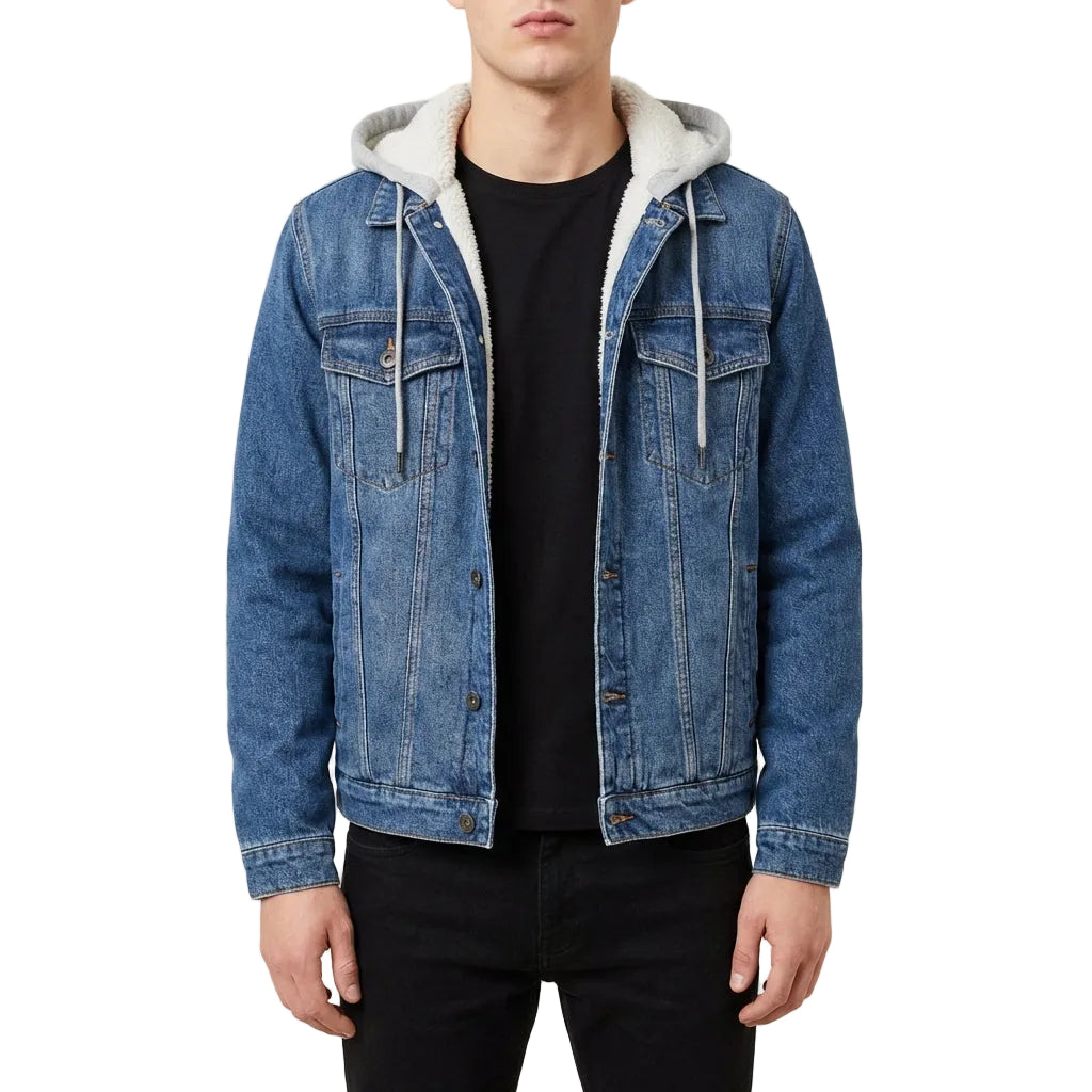 Men’s Hoodie Jacket Dual Button Flap Pockets