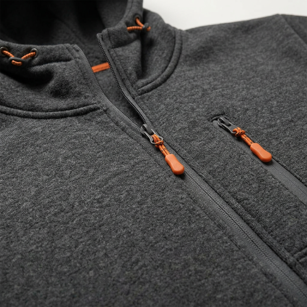 Men’s Hoodie Long Sleeves Vertical Zipper Chest Pocket