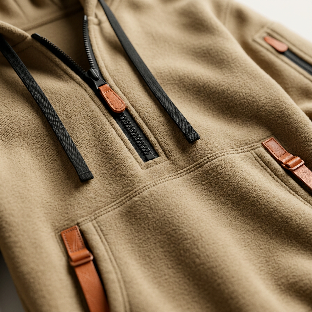 Men’s Hoodie Quarter Zip Neckline Contrast Trim Detail