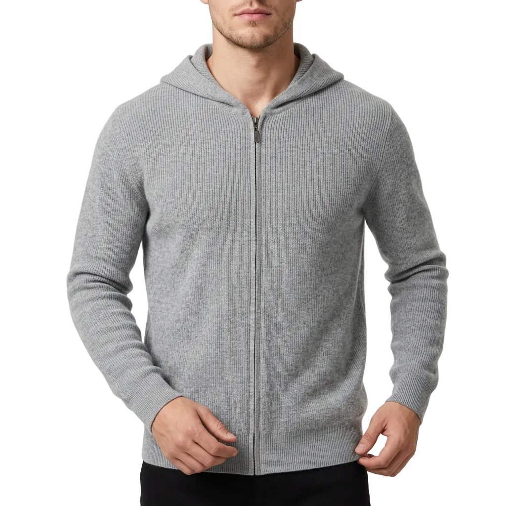 Men’s Hoodie Straight Cut Hemline Attached Hood Style