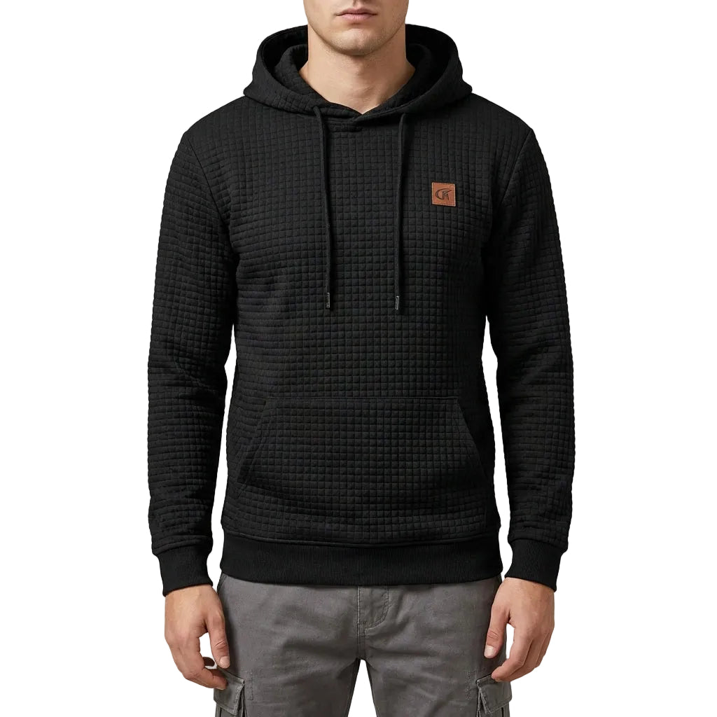 Men’s Hoodie Waffle-Grid Pattern and Kangaroo Front Pocket
