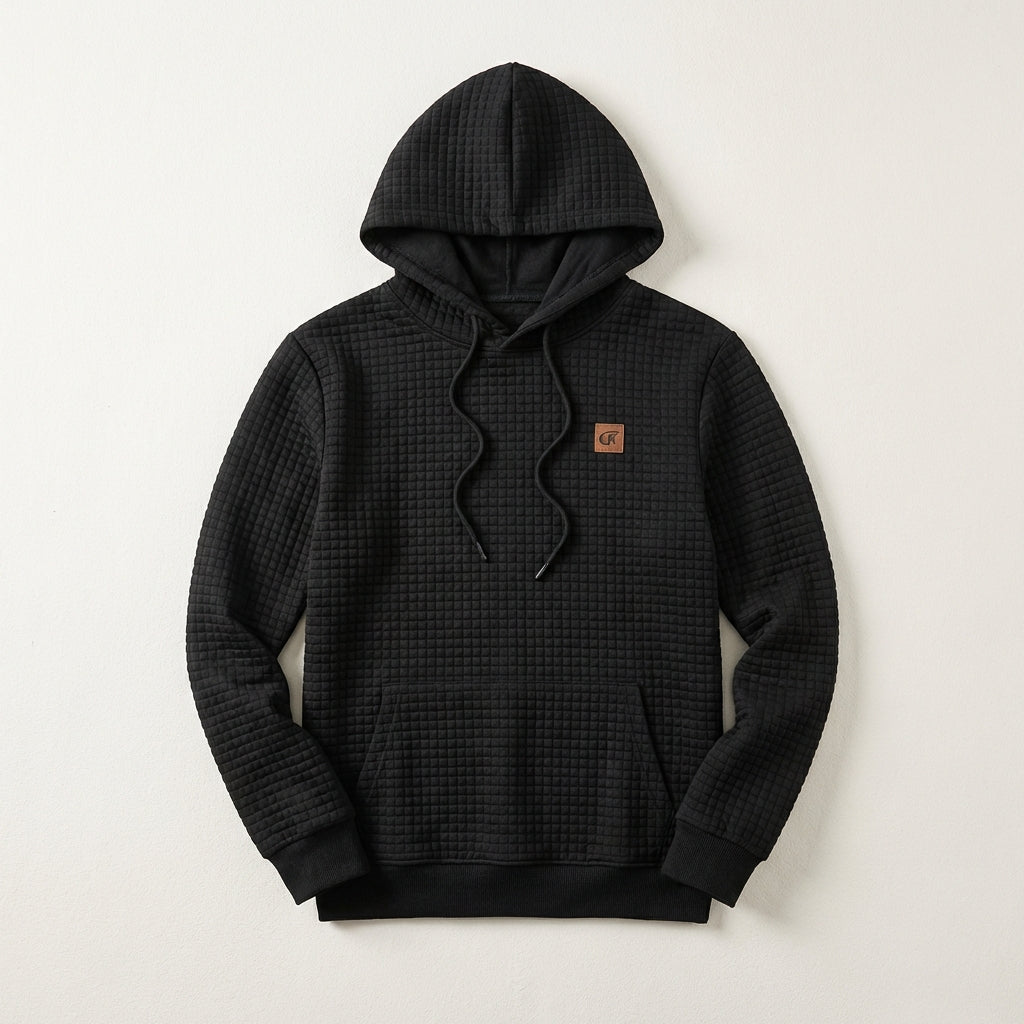 Men’s Hoodie Waffle-Grid Pattern and Kangaroo Front Pocket