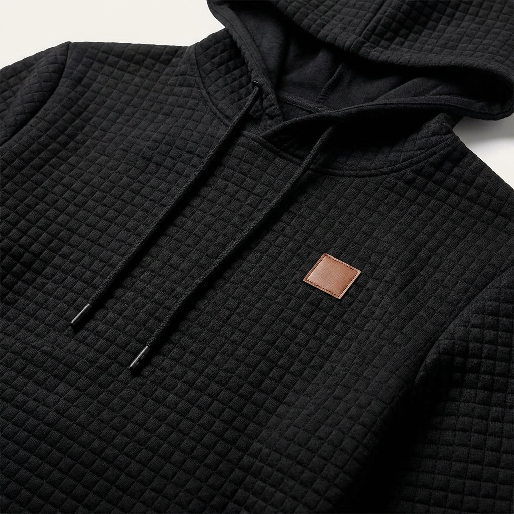 Men’s Hoodie Waffle-Grid Pattern and Kangaroo Front Pocket
