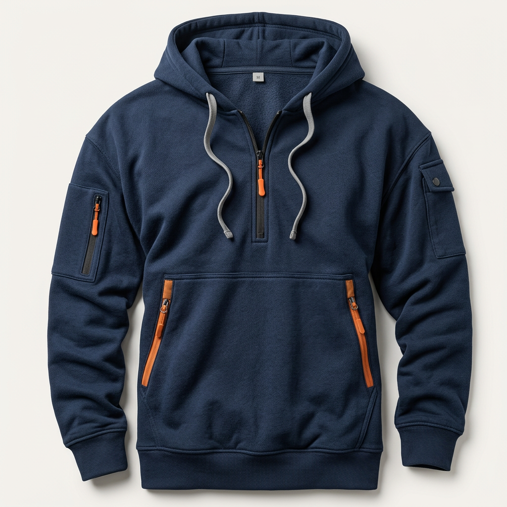Men’s Hoodie Zippered Kangaroo Pouch Utility Sleeve Pocket