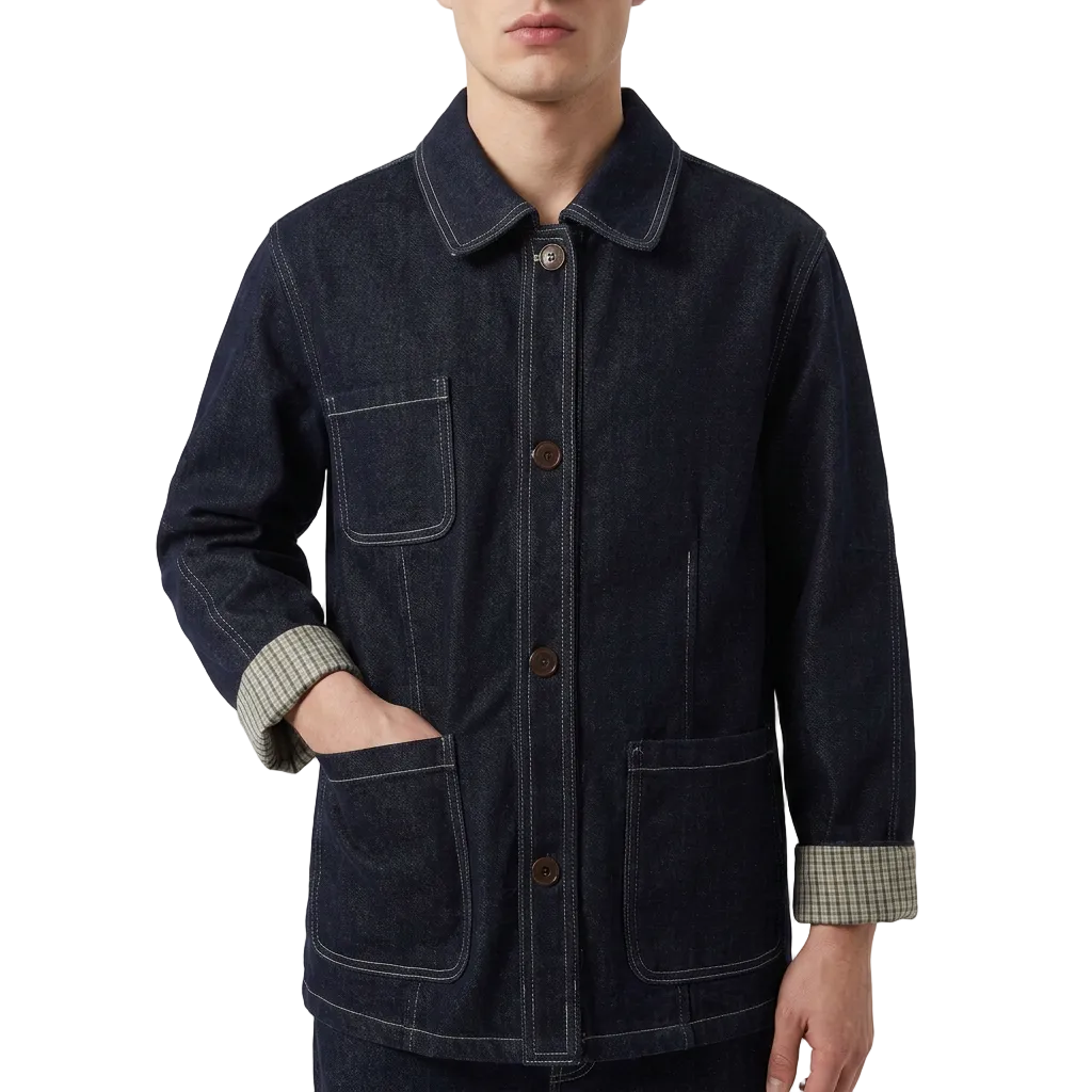 Men’s Jacket Button Closure and Contrast Stitching