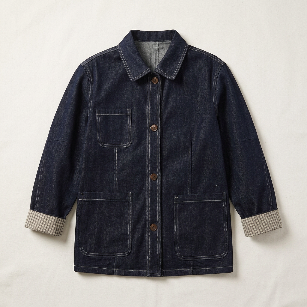 Men’s Jacket Button Closure and Contrast Stitching