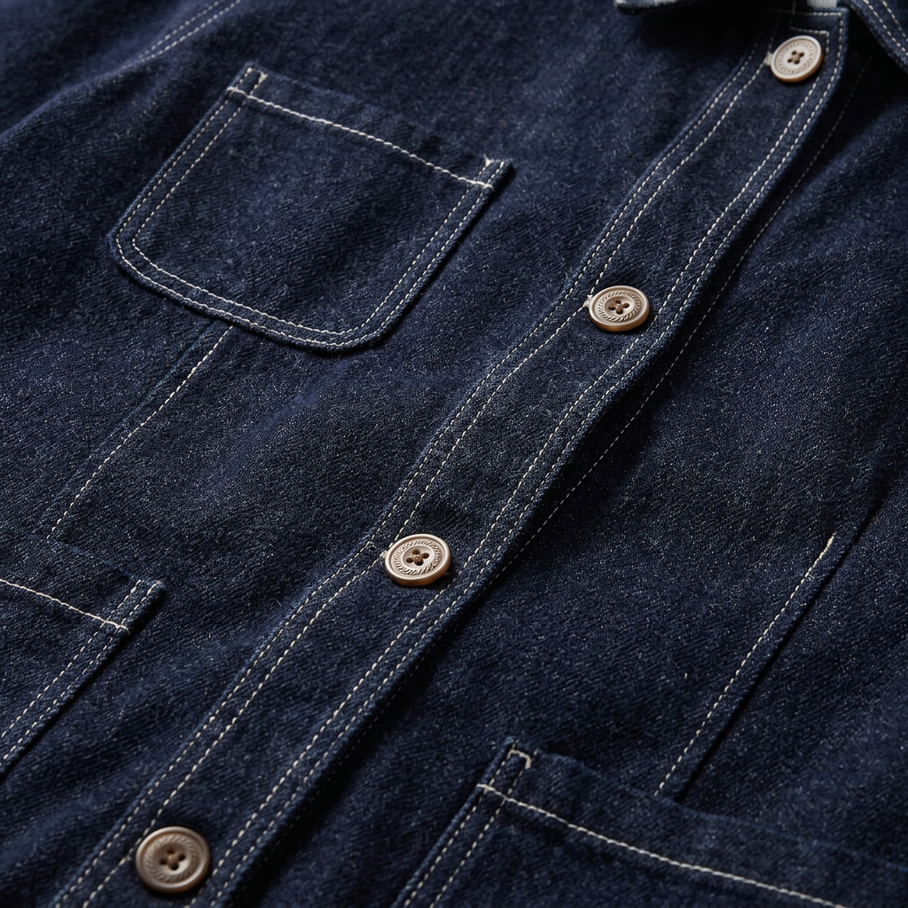 Men’s Jacket Button Closure and Contrast Stitching