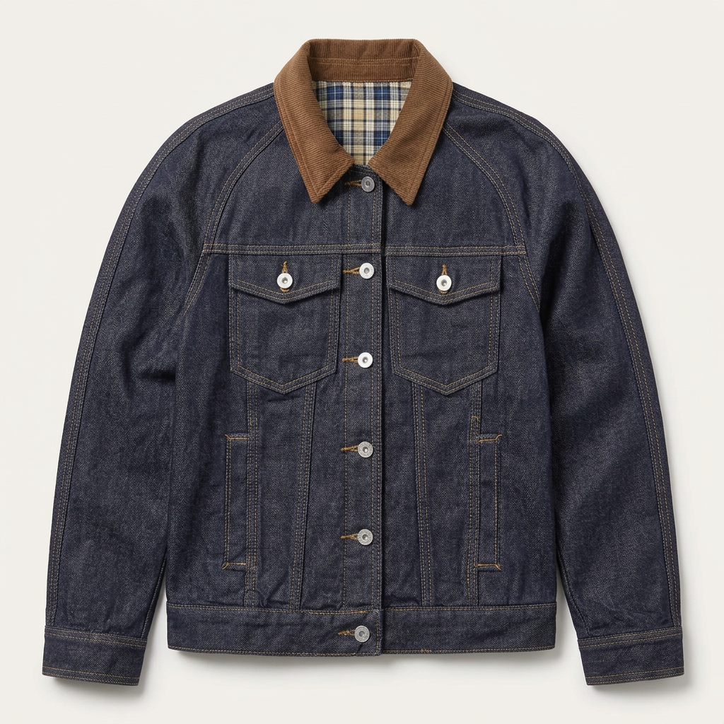 Men’s Jacket Button Down Front with Contrast Collar