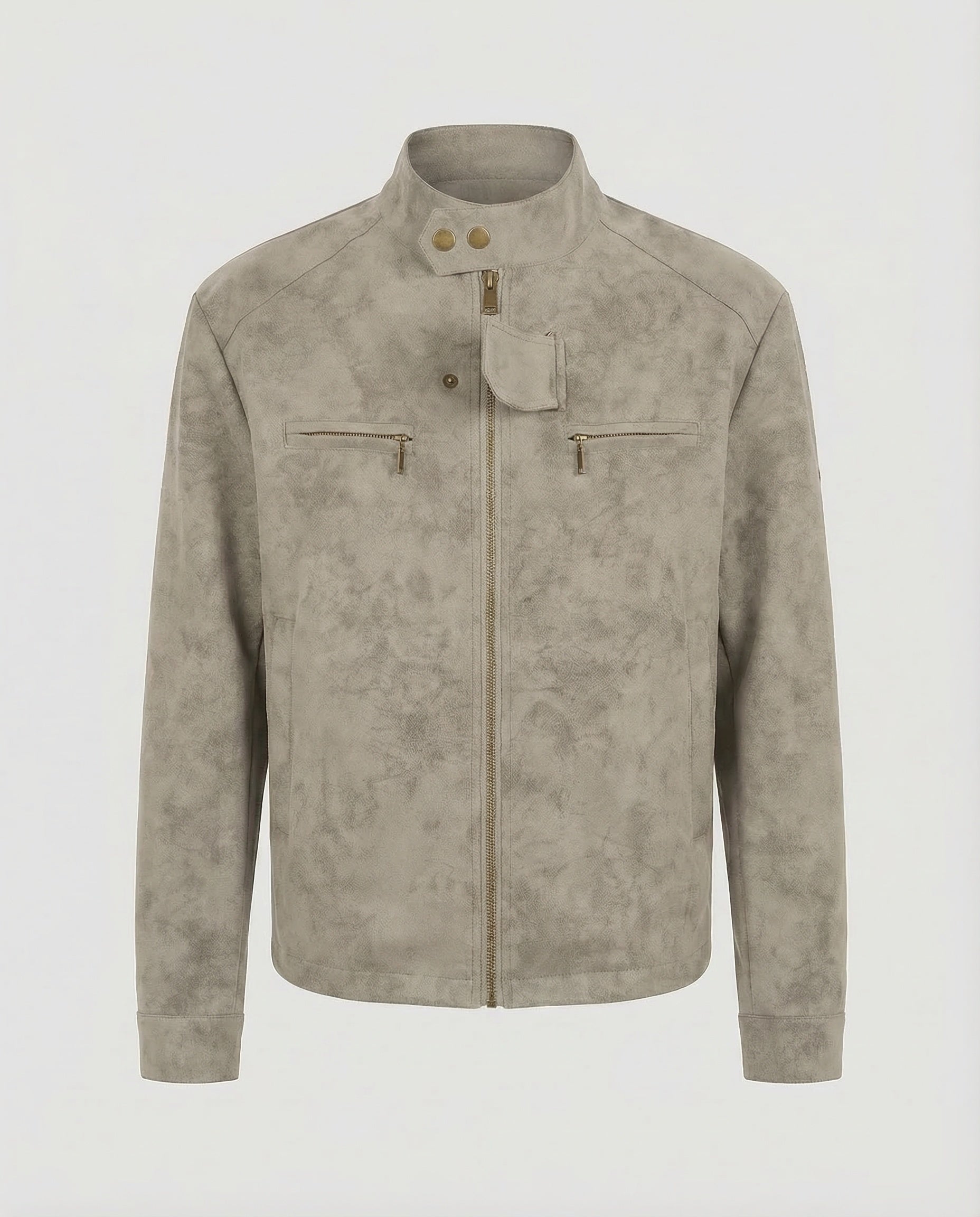 Men's biker jacket, suede look, stand-up collar 5