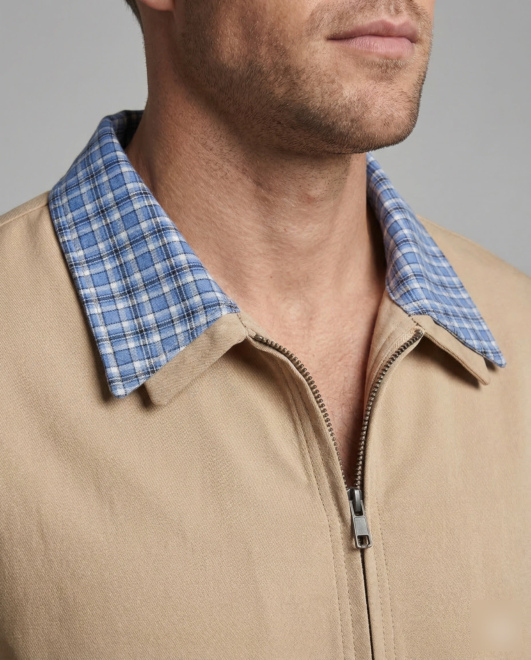 Men's Harrington transitional jacket with check collar 3