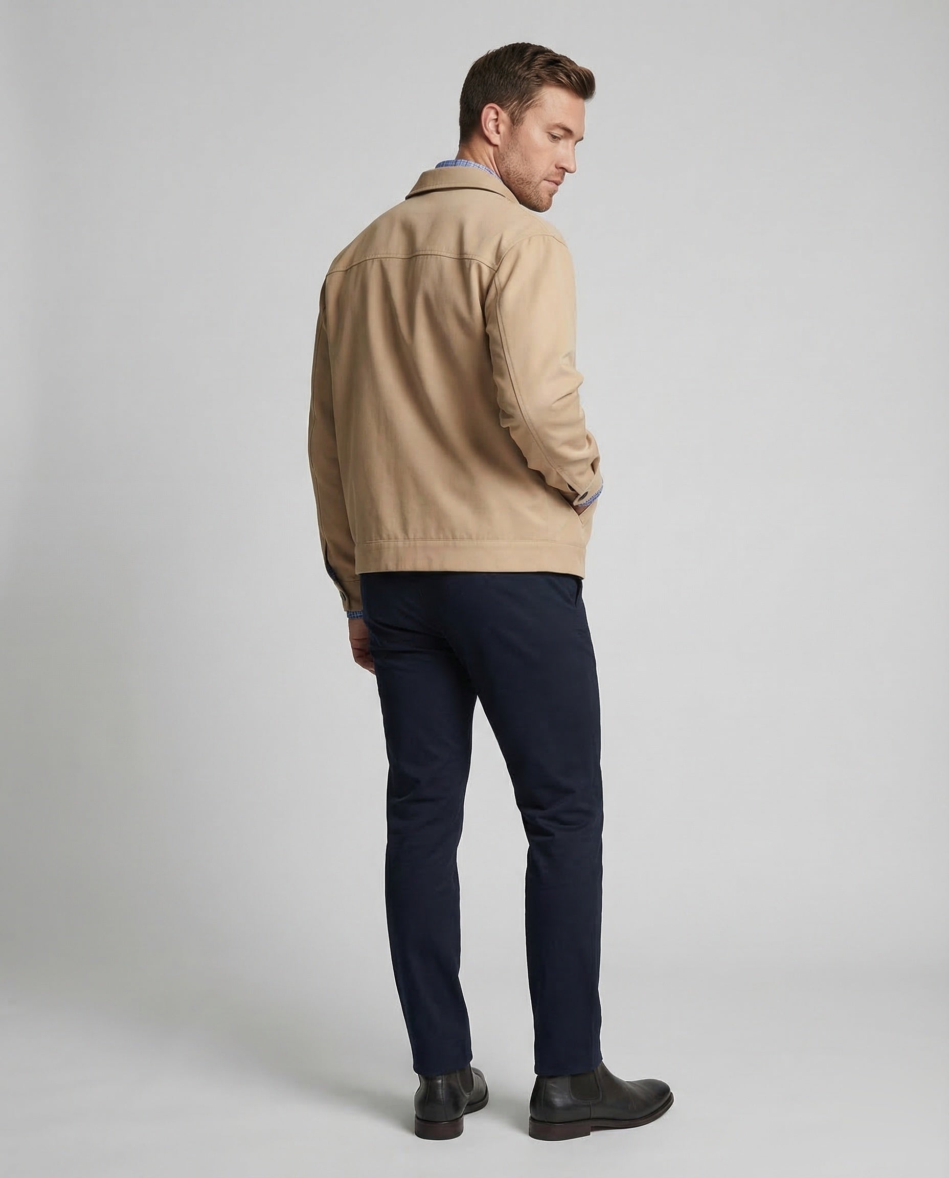 Men's Harrington transitional jacket with check collar 4
