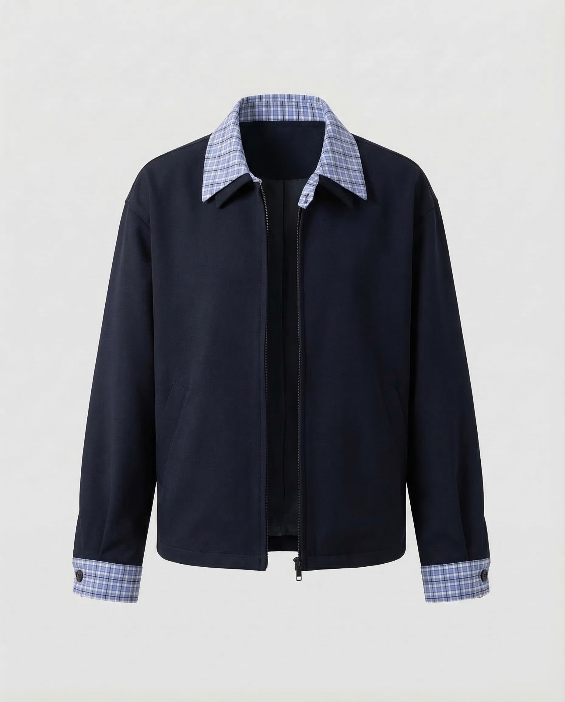 Men's Harrington transitional jacket with check collar 5
