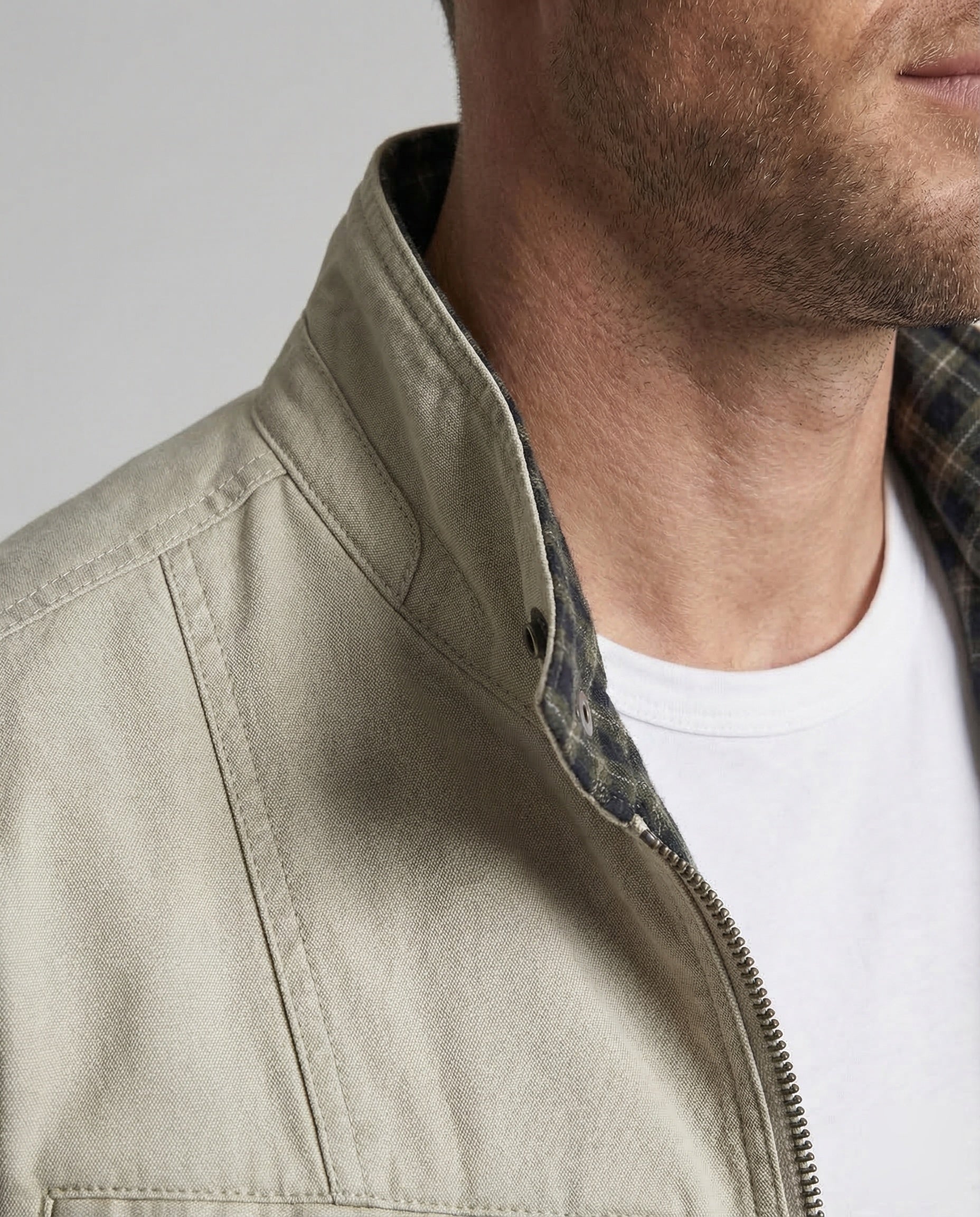Men's Canvas Field Jacket with Checkered Lining 3