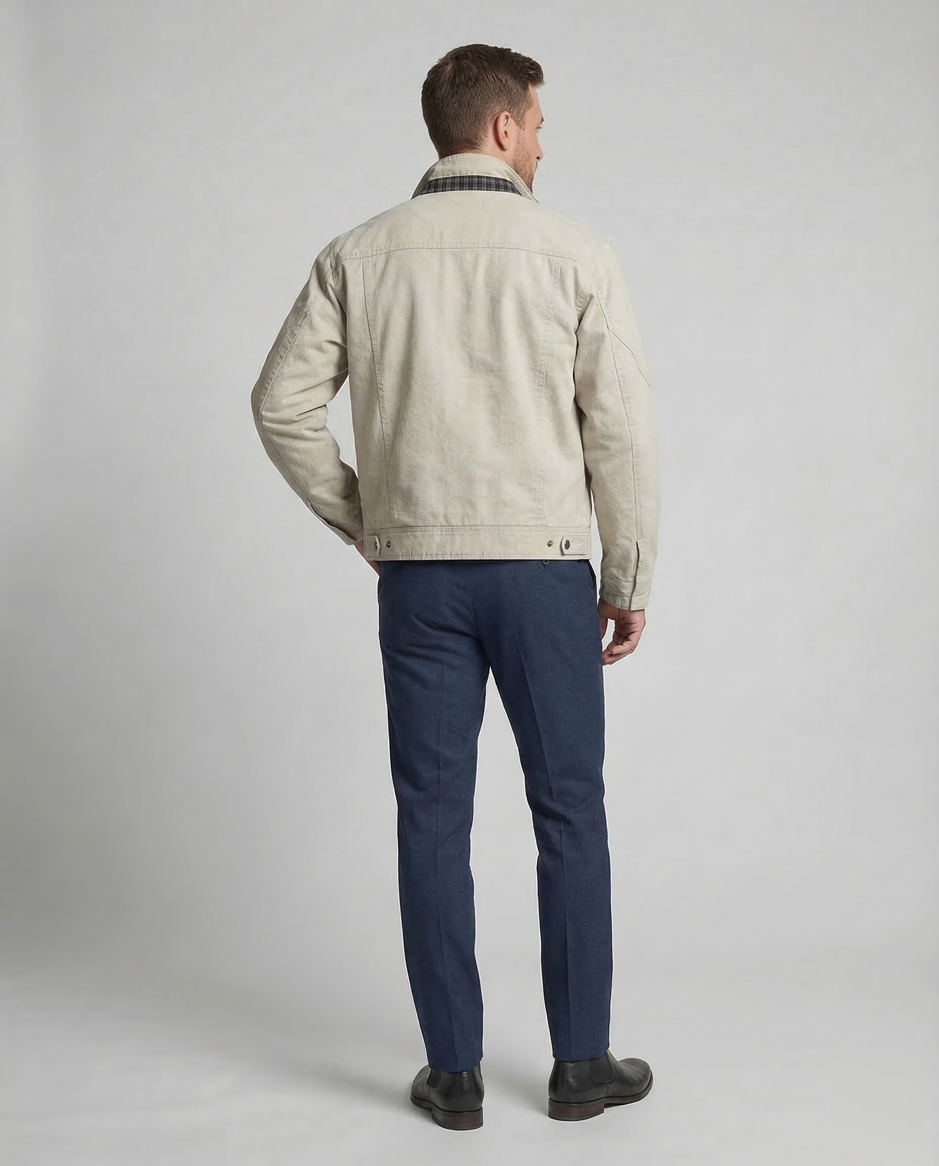 Men's Canvas Field Jacket with Checkered Lining 4