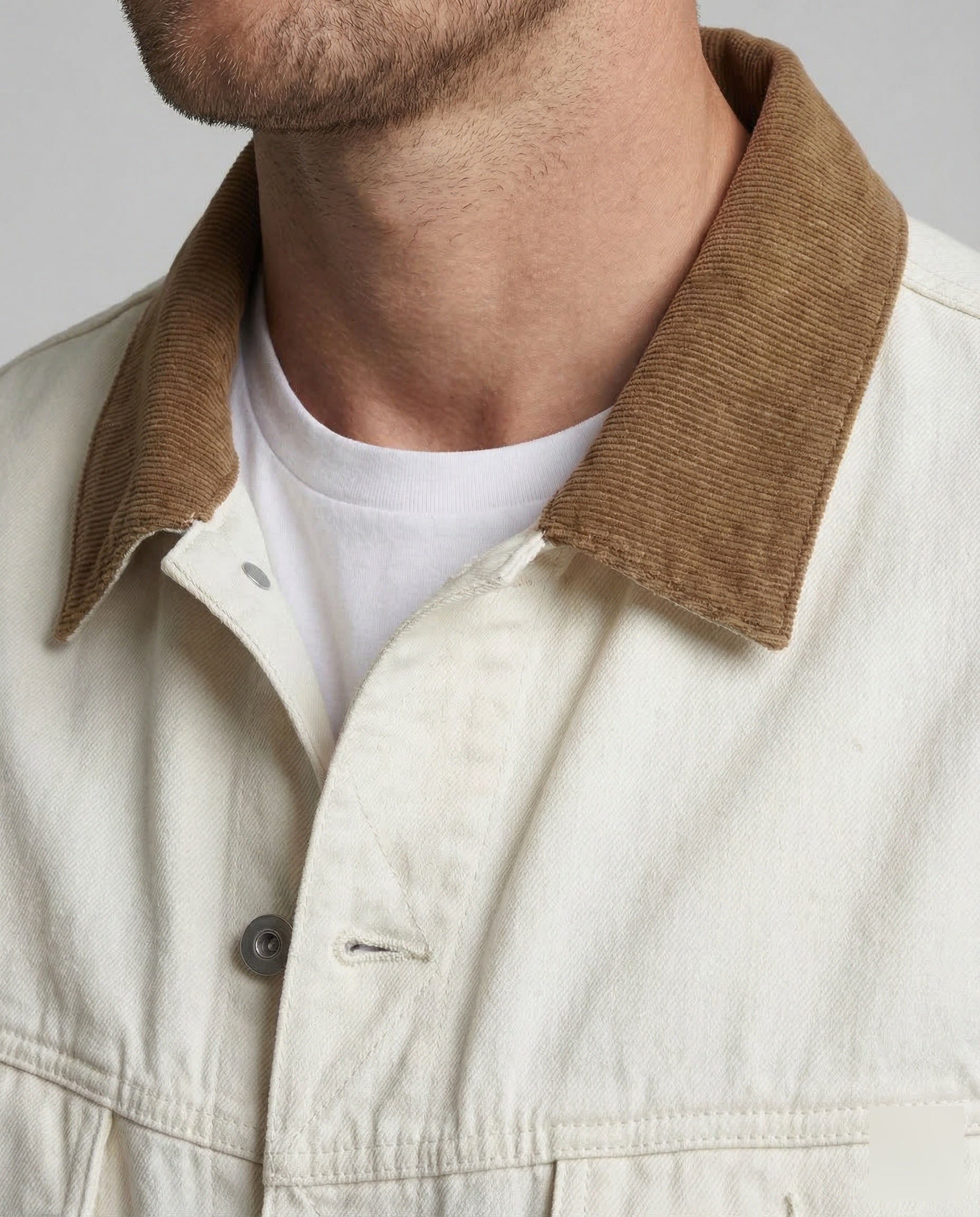 Men's twill jacket trucker style corduroy collar 3