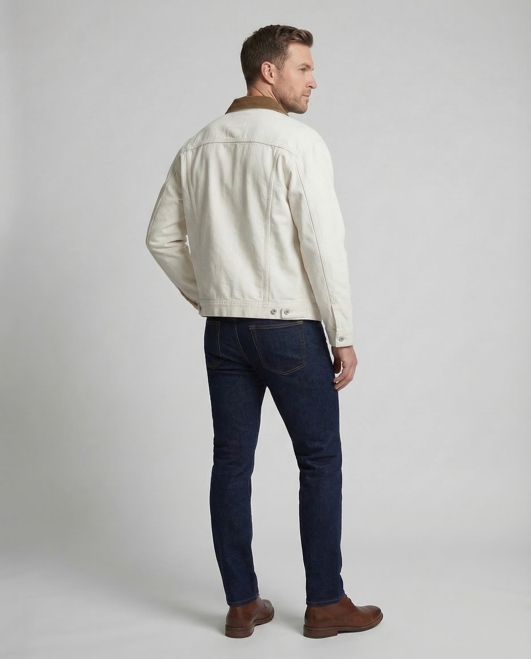 Men's twill jacket trucker style corduroy collar 4