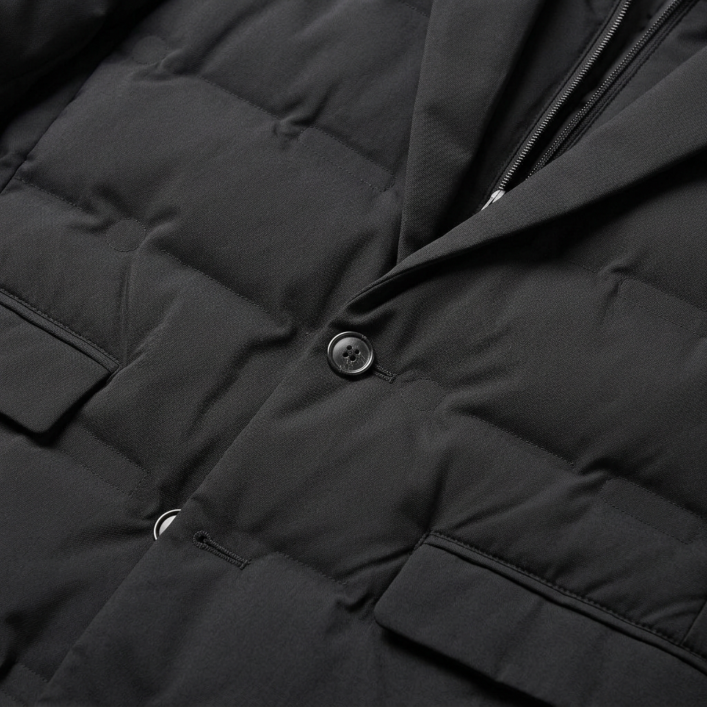 Men’s Layered Puffer Jacket Notched Lapels